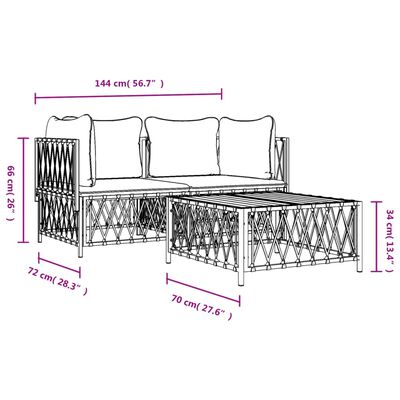 vidaXL Juego muebles de jardín 3 pzas y cojines acero gris antracita