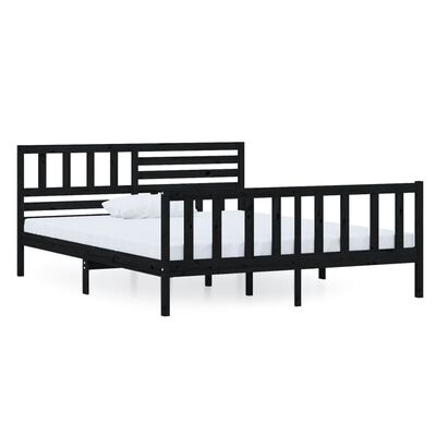 vidaXL Estructura de cama de madera maciza negra 120x200 cm