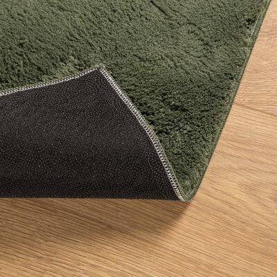 vidaXL Alfombra pelo corto suave lavable HUARTE verde bosque 240x240cm