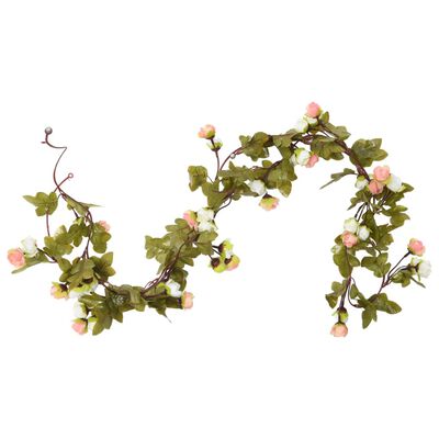 vidaXL Guirnaldas de flores de Navidad 6 uds champagne 215 cm