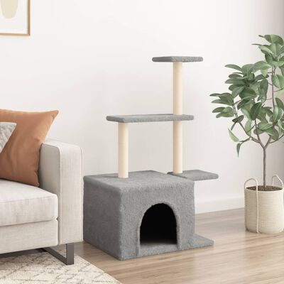 vidaXL Rascador para gatos con postes de sisal gris claro 110 cm