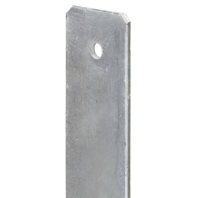 vidaXL Anclajes de valla 2 uds acero galvanizado plateado 8x6x60 cm