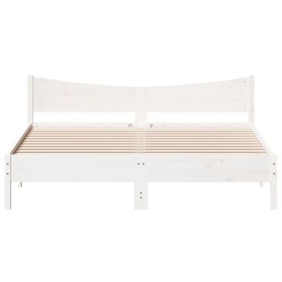 vidaXL Estructura cama cabecero madera maciza pino blanco 180x200 cm