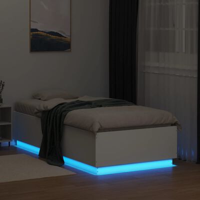 vidaXL Estructura cama con luces LED madera ingeniería blanco 75x190cm