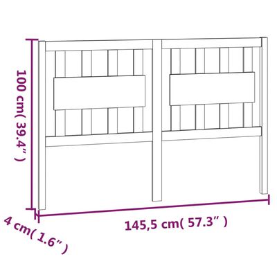 vidaXL Cabecero de cama madera maciza de pino negro 145,5x4x100 cm