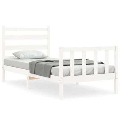 vidaXL Estructura de cama con cabecero madera maciza blanco 100x200 cm