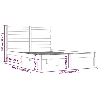 vidaXL Estructura de cama de madera maciza de pino gris 200x200 cm