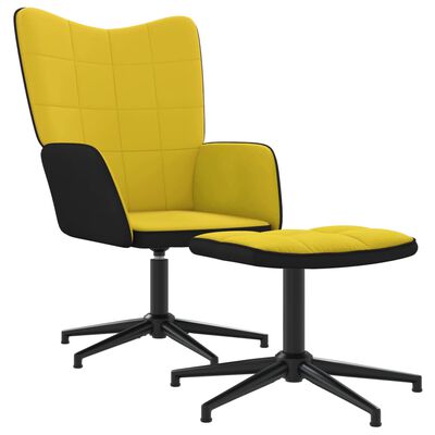 vidaXL Sillón de relax con reposapiés terciopelo PVC amarillo mostaza