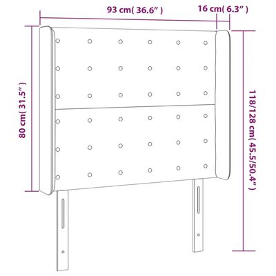 vidaXL Cabecero con orejas de cuero sintético blanco 93x16x118/128 cm