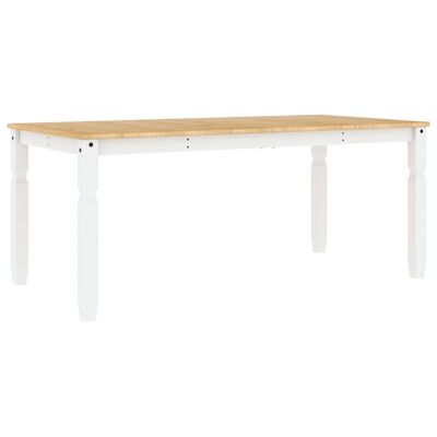 vidaXL Mesa de comedor Corona madera maciza pino blanco 180x90x75 cm