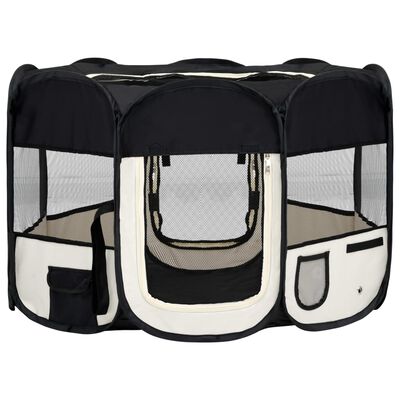 vidaXL Parque de perros plegable y bolsa transporte negro 110x110x58cm