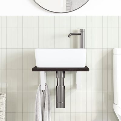 vidaXL Estante de lavabo de pared de acero y madera maciza de roble