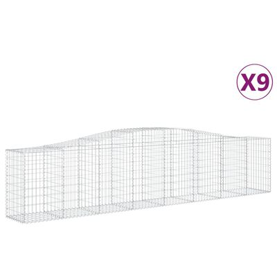 vidaXL Cestas de gaviones 9 uds forma de arco hierro 400x50x80/100 cm