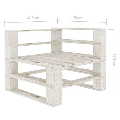 vidaXL Juego de muebles de palés para jardín 6 piezas madera blanco