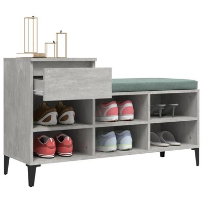 vidaXL Mueble zapatero madera contrachapada gris hormigón 102x36x60 cm