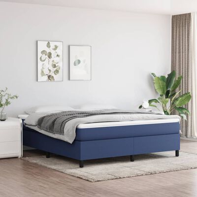 vidaXL Cama box spring con colchón tela azul 180x200 cm