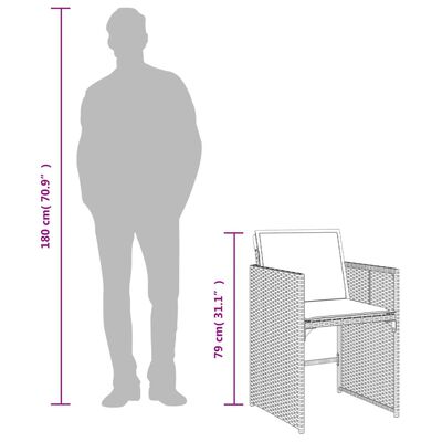 vidaXL Set comedor jardín 9 pzas y cojines ratán sintético gris