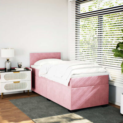 vidaXL Cama box spring con colchón terciopelo rosa 100x200 cm