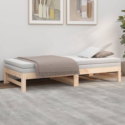 vidaXL Sofá cama extraíble madera maciza de pino 2x(75x190) cm