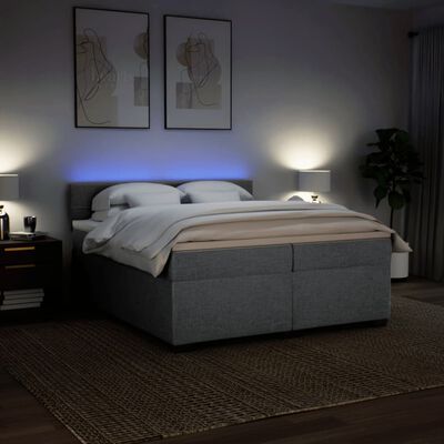 vidaXL Cama box spring con colchón tela gris claro 200x200 cm