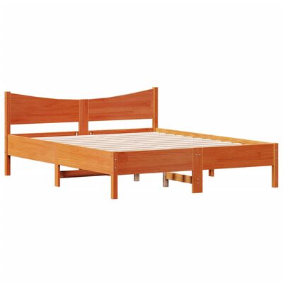 vidaXL Cama sin colchón madera maciza de pino marrón cera 160x200 cm