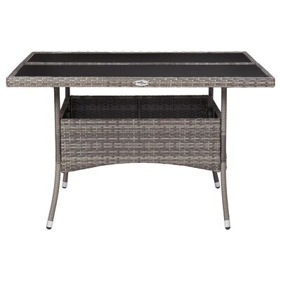 vidaXL Mesa de comedor de jardín ratán sintético y vidrio gris