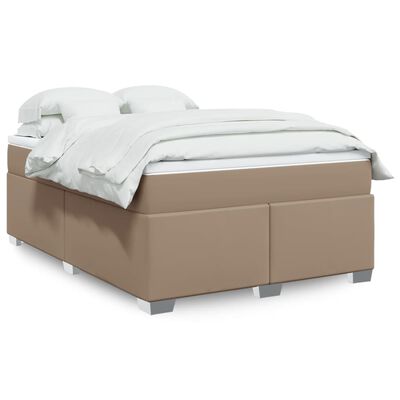 vidaXL Cama box spring con colchón cuero sintético capuchino 140x200cm