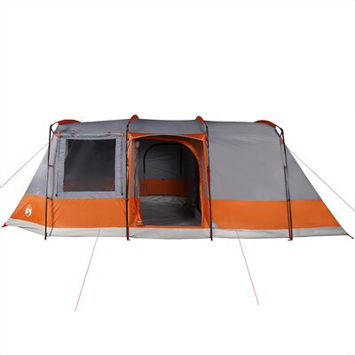 vidaXL Tienda de camping con túnel 4 personas impermeable gris naranja