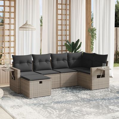 vidaXL Set de muebles de jardín 6 pzas y cojines ratán sintético gris