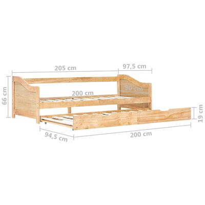 vidaXL Estructura sofá cama extraíble sin colchón madera pino 90x200cm