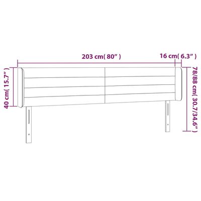 vidaXL Cabecero con LED de terciopelo verde oscuro 203x16x78/88 cm