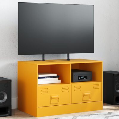 vidaXL Mueble para TV de acero amarillo mostaza 67x39x44 cm