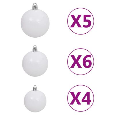 vidaXL Árbol de Navidad preiluminado con luces y bolas rosa 120 cm