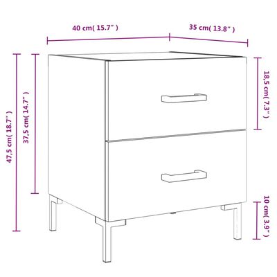 vidaXL Mesita de noche madera de ingeniería gris Sonoma 40x35x47,5 cm