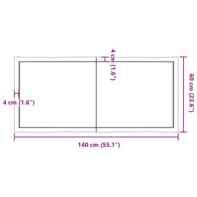 vidaXL Tablero de mesa madera maciza borde natural 140x60x(2-6) cm