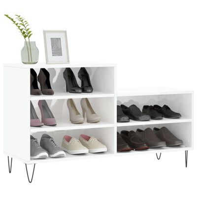 vidaXL Mueble zapatero madera contrachapada blanco brillo 102x36x60 cm