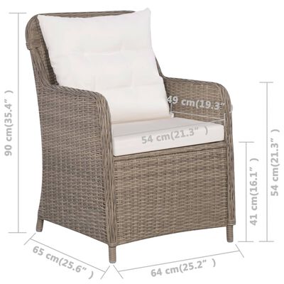 vidaXL Sillones de jardín con cojines 2 uds ratán sintético marrón