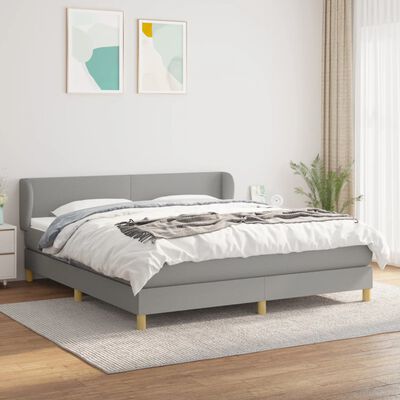 vidaXL Cama box spring con colchón tela gris claro 180x200 cm