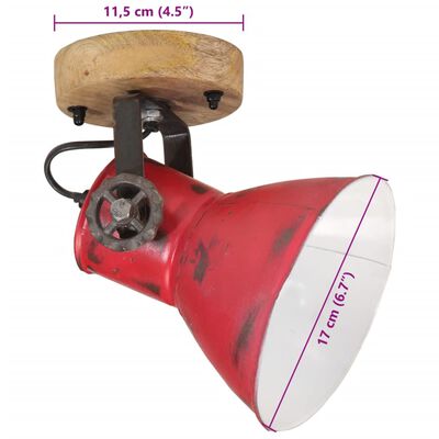 vidaXL Lámpara de pared rojo desgastado 25 W E27 11,5x11,5x25 cm