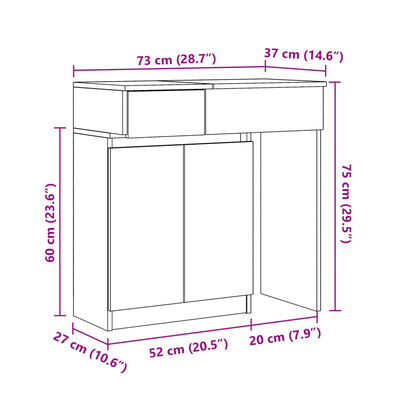 vidaXL Tocador con luces LED gris sonoma 115x37x110,5 cm