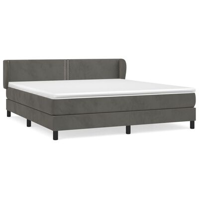 vidaXL Cama box spring con colchón terciopelo gris oscuro 180x200 cm