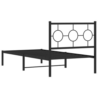 vidaXL Estructura cama sin colchón con cabecero metal negro 90x200 cm