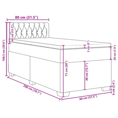 vidaXL Cama box spring con colchón terciopelo negro 80x200 cm