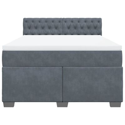 vidaXL Cama box spring con colchón terciopelo gris oscuro 140x200 cm