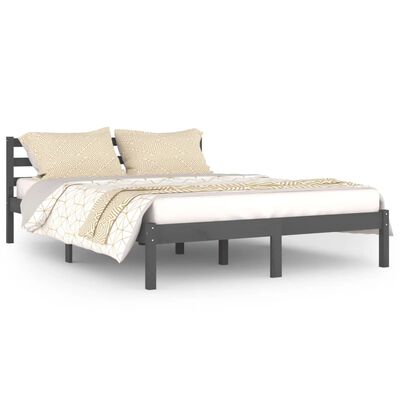 vidaXL Estructura de cama madera maciza de pino gris 140x200 cm