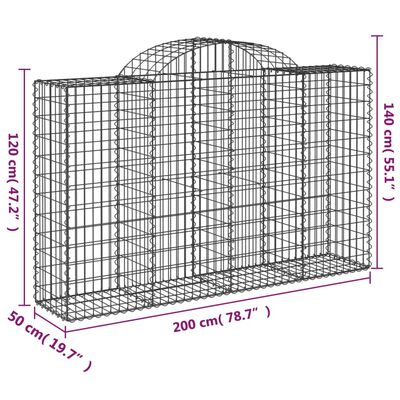 vidaXL Cestas de gaviones 5 uds forma de arco hierro 200x50x120/140 cm