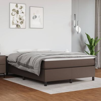 vidaXL Estructura de cama de cuero sintético marrón 140x200 cm