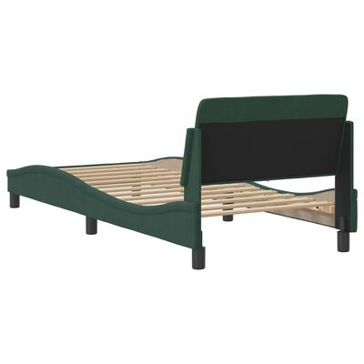 vidaXL Estructura cama con cabecero terciopelo verde oscuro 90x200 cm