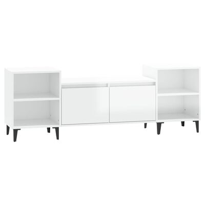 vidaXL Mueble para TV madera contrachapada blanco brillo 160x35x55 cm
