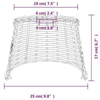 vidaXL Pantalla para lámpara de techo mimbre blanco Ø25x17 cm